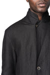 Semi double breasted wool linen car coat