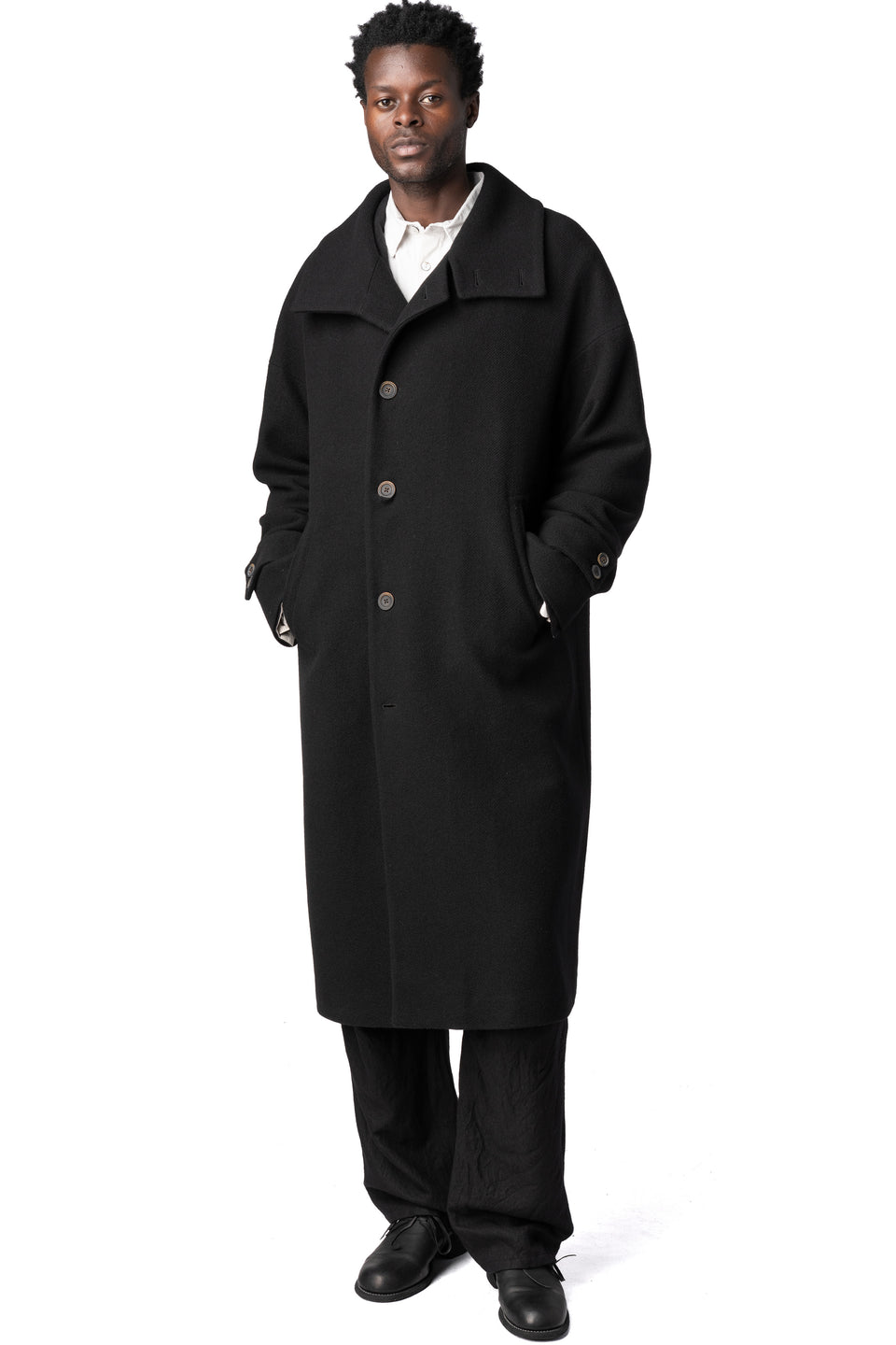 High neck wool cashmere overcoat