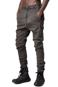 Stretch cotton dropped crotch pants, Brown Fade