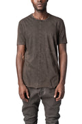 Panelled crew neck cotton t-shirt, Brown Wash