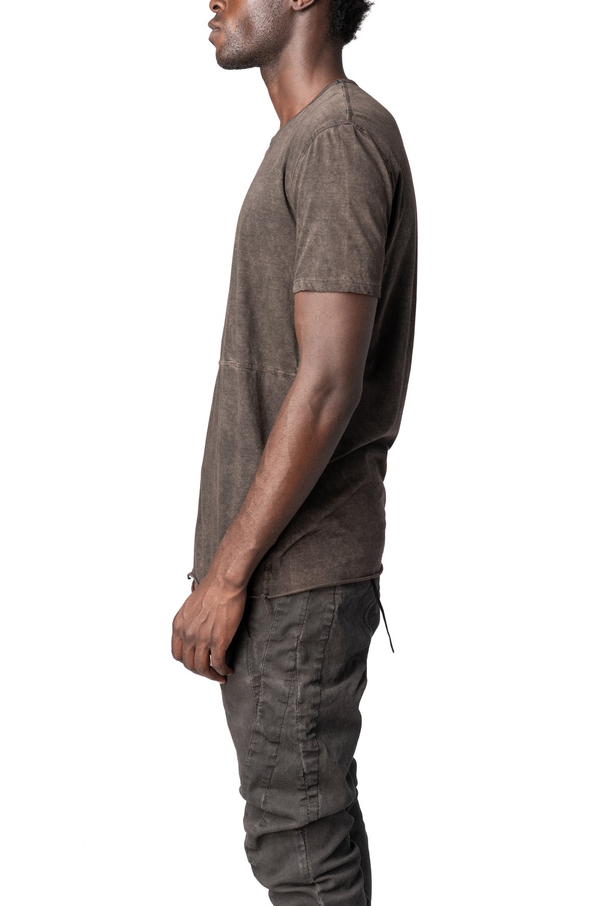 MD75 | AW26 - Panelled crew neck cotton t-shirt, Brown Wash MD13150