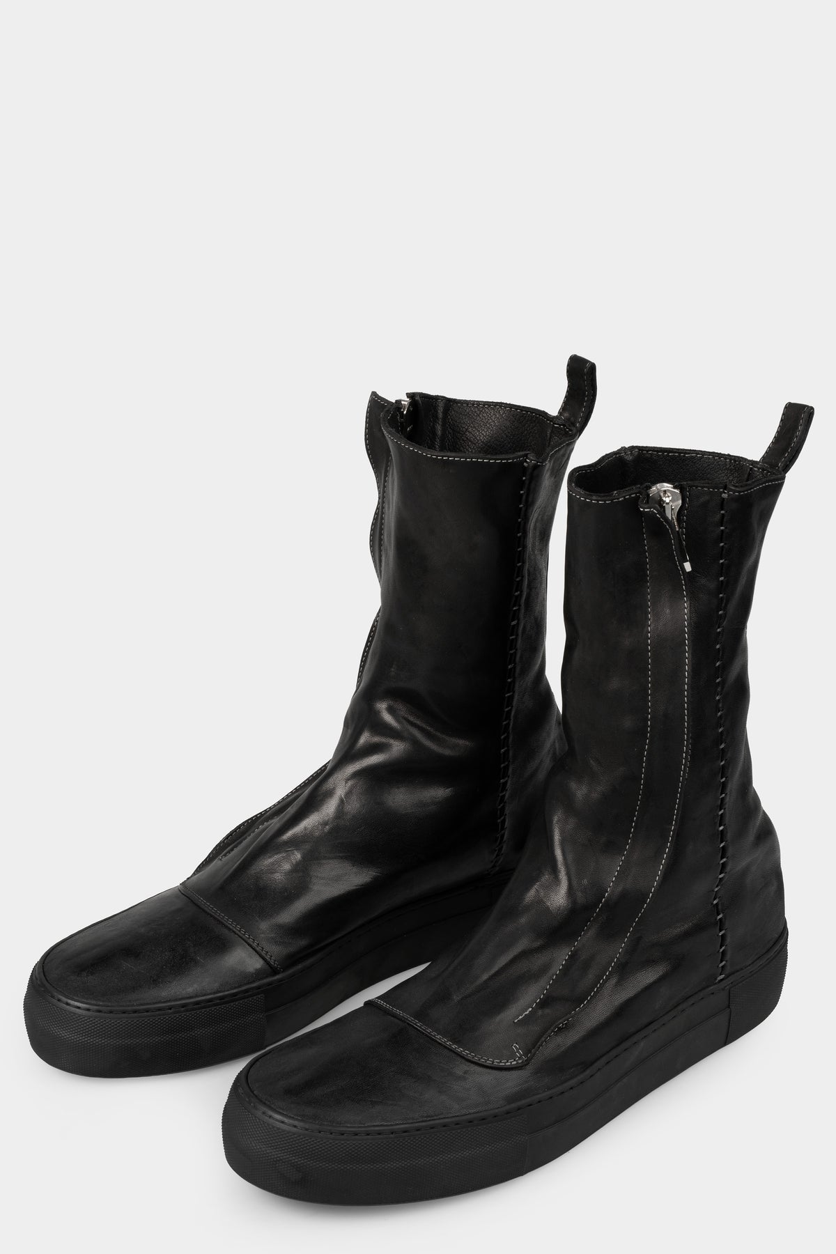 Hidden zip high top leather sneakers