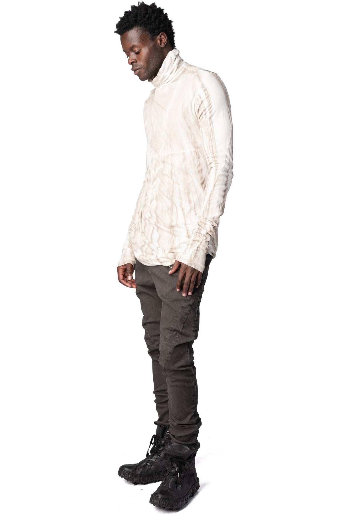 MD75 | AW26 - Double layer cotton roll neck long sleeve top, Perl Dissolve MD13161