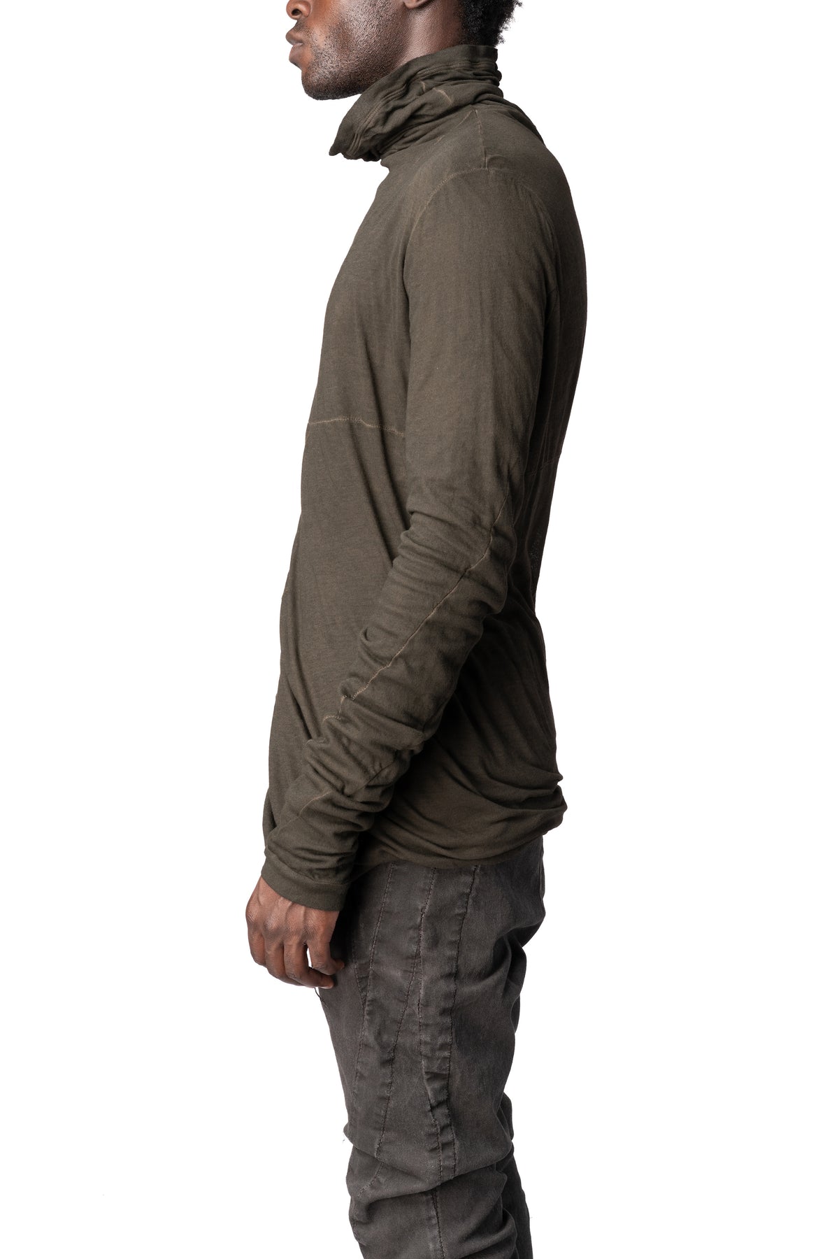 MD75 | AW26 - Double layer cotton roll neck long sleeve top, Military Fade MD13161