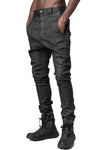 Stretch cotton dropped crotch pants, Black Leather