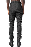 Stretch cotton dropped crotch pants, Black Leather