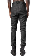Stretch cotton dropped crotch pants, Black Leather