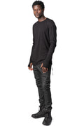 Fine gauge light wool crew neck sweater