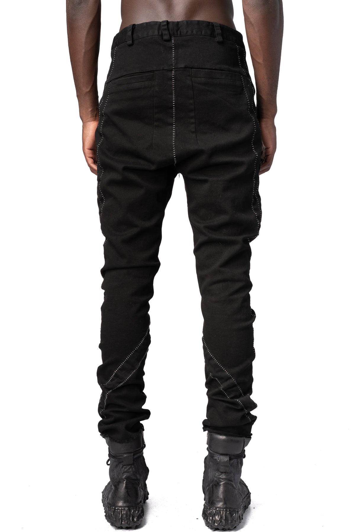 MD75 | AW26 - Stretch cotton dropped crotch pants, Black Basic MD13168