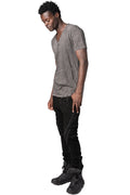 Stretch cotton dropped crotch pants, Black Basic