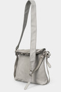 Large horse leather zip shoulder bag, Dirty grey
