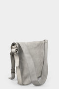Large horse leather zip shoulder bag, Dirty grey