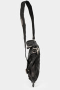 Large horse leather zip shoulder bag, Black