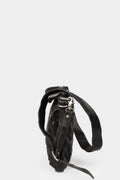 Large horse leather zip shoulder bag, Black