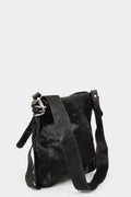 Large horse leather zip shoulder bag, Black