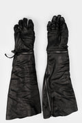Long horse leather zip-off gloves