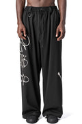 Chito graphic wide leg wool pants, Black