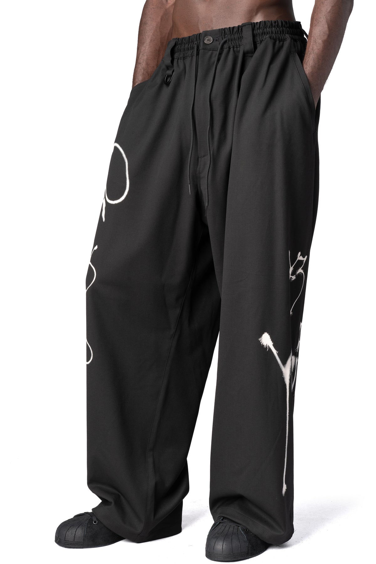 Y-3 | AW26 - Chito graphic wide leg wool pants, Black KR8712