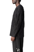 Pleated oversized long sleeve t-shirt, Black