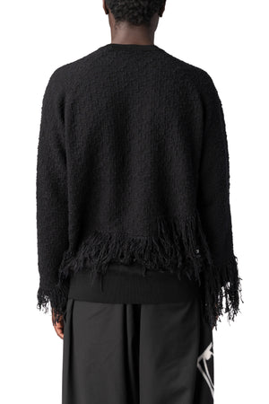 Y-3 | AW26 - Knitted 3-Stripes fringed wool sweater, Black KR1124