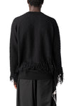Knitted 3-Stripes fringed wool sweater, Black