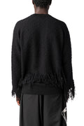 Knitted 3-Stripes fringed wool sweater, Black