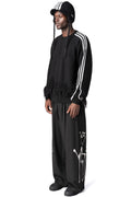 Chito graphic wide leg wool pants, Black