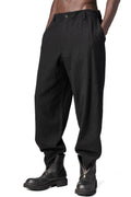 Shrink wool patch pocket pants, Black