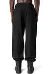 Shrink wool patch pocket pants, Black