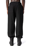 Shrink wool patch pocket pants, Black