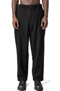 Shrink wool patch pocket pants, Black