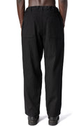 Shrink wool patch pocket pants, Black