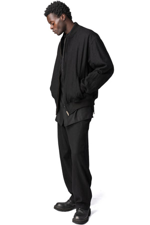 Y's Yohji Yamamoto | AW26 - Shrink wool rib trim blouson, Black MW-Y70-101