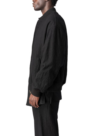 Y's Yohji Yamamoto | AW26 - Shrink wool rib trim blouson, Black MW-Y70-101