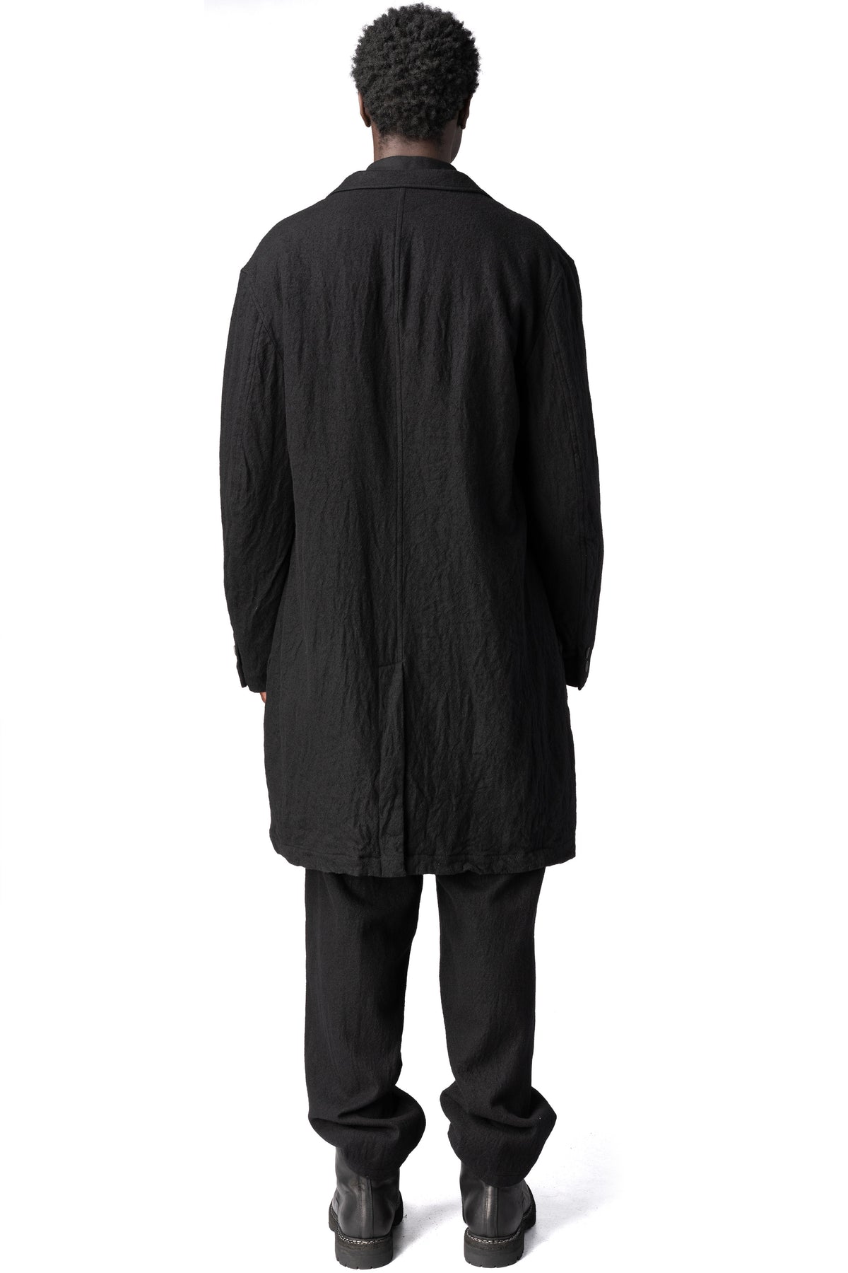 Y's Yohji Yamamoto | AW26 - Shrink wool shop coat, Black MW-J70-101