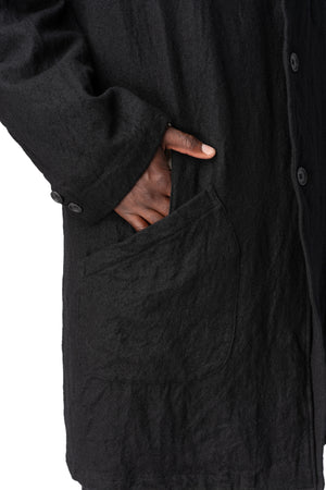 Y's Yohji Yamamoto | AW26 - Shrink wool shop coat, Black MW-J70-101