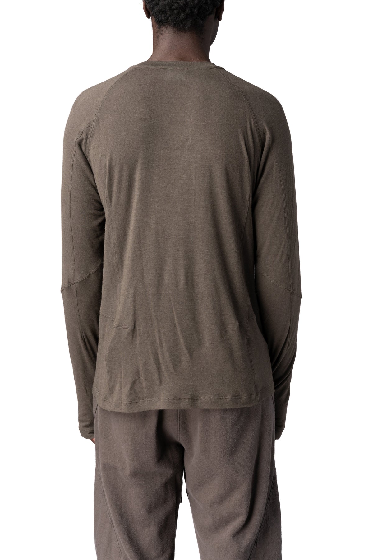 Andrea Ya'Aqov | AW26 - Viscose long sleeve crewneck, Mushroom Brown 26MLOD57