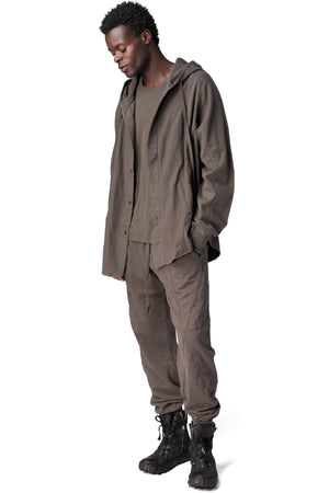 Andrea Ya'Aqov | AW26 - Cotton hooded shirt, Mushroom Brown 26MCOB23