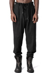 Wool cashmere drawstring narrow hem pants, Black
