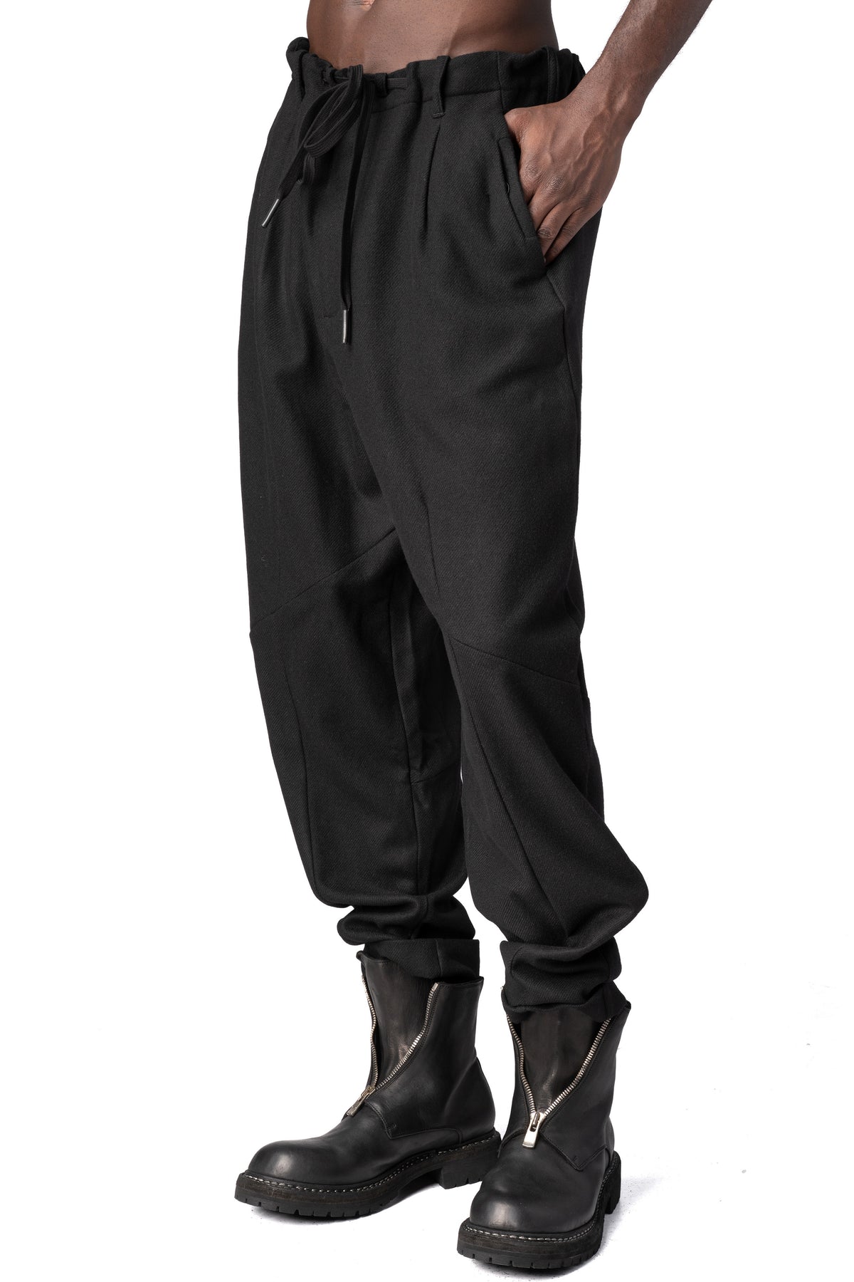 Andrea Ya'Aqov | AW26 - Wool cashmere drawstring narrow hem pants, Black 26MORC63