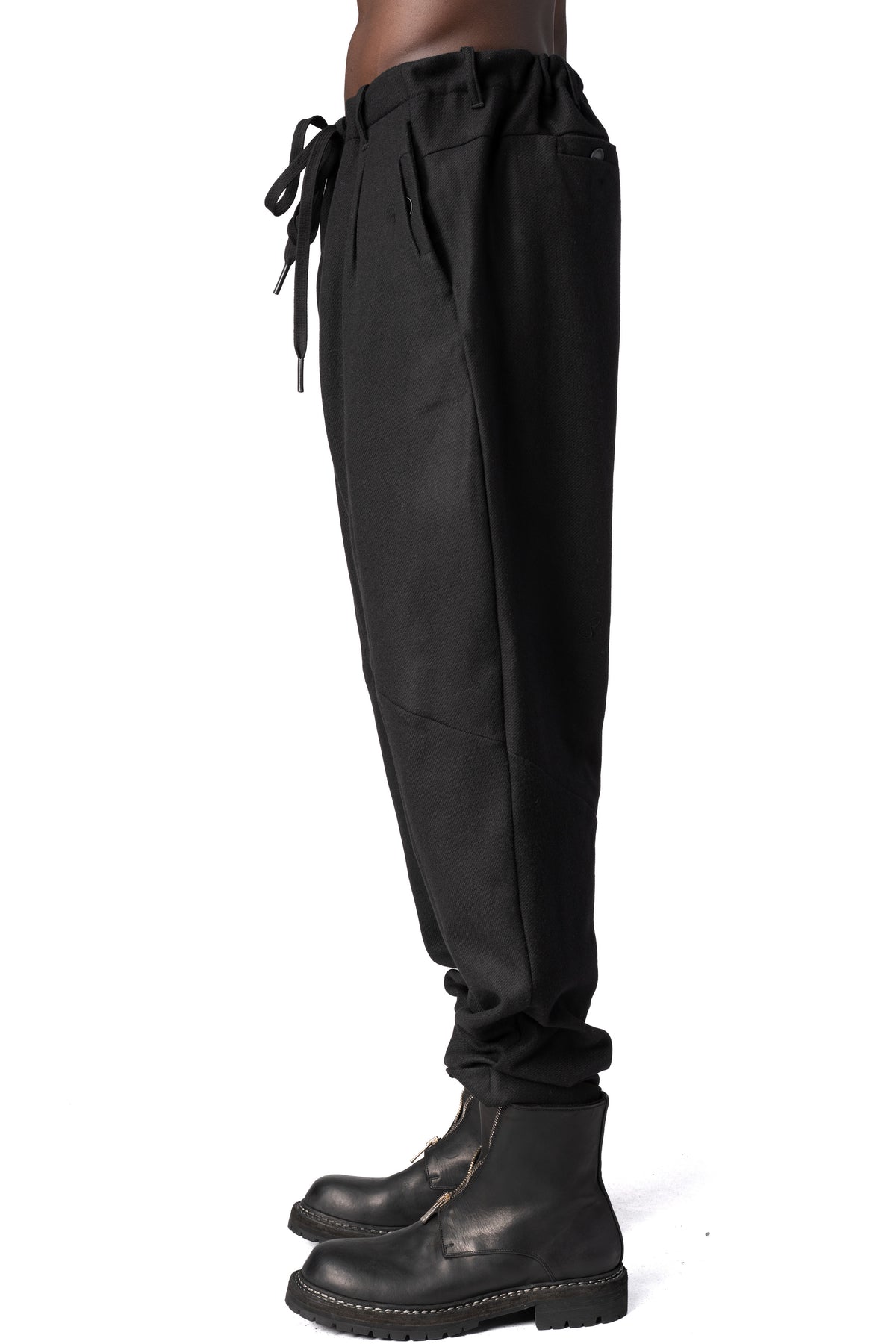 Andrea Ya'Aqov | AW26 - Wool cashmere drawstring narrow hem pants, Black 26MORC63
