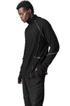 Double layer knitted turtleneck, Black & Mushroom Brown