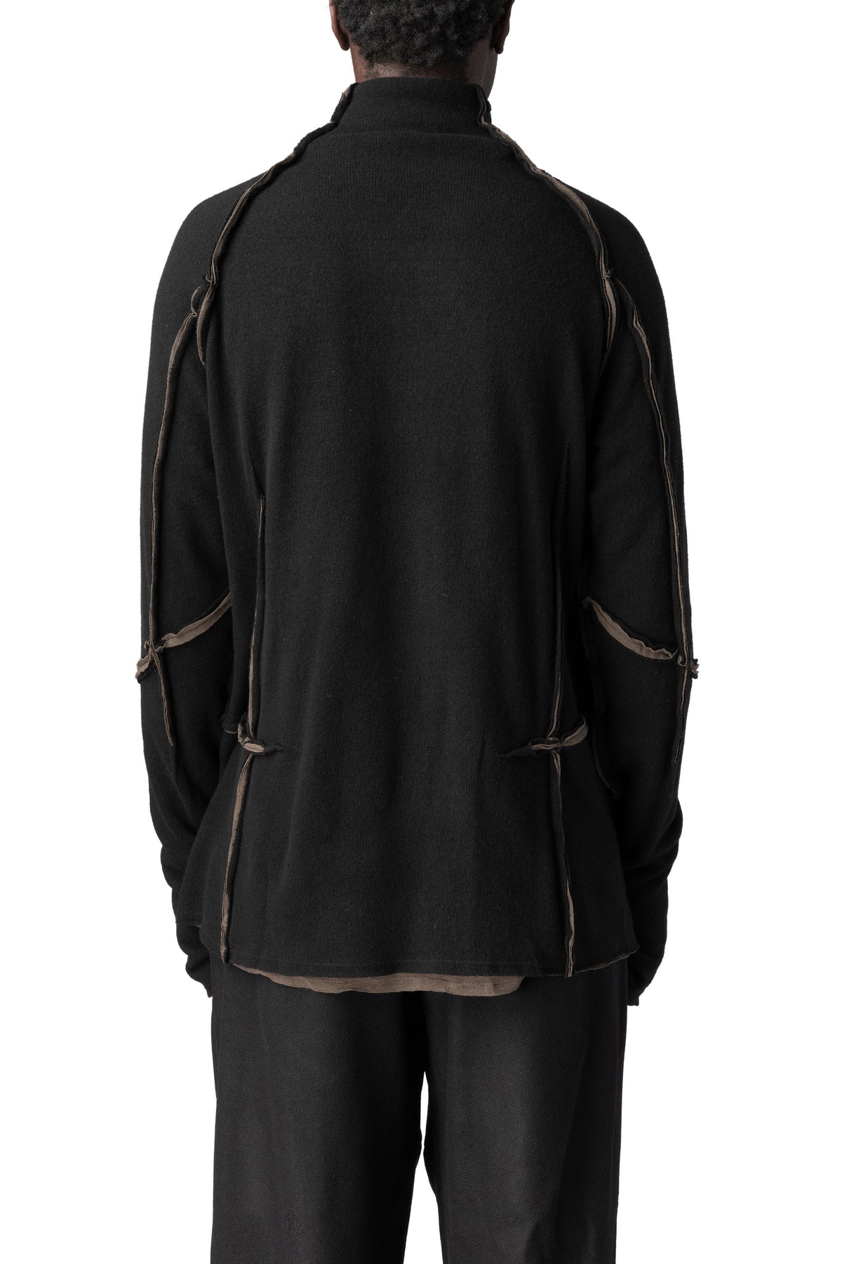 Andrea Ya'Aqov | AW26 - Double layer knitted turtleneck, Black & Mushroom Brown 26MFOL56
