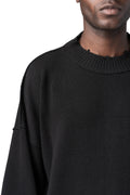 Oversized knitted cashmere wool crewneck, Black