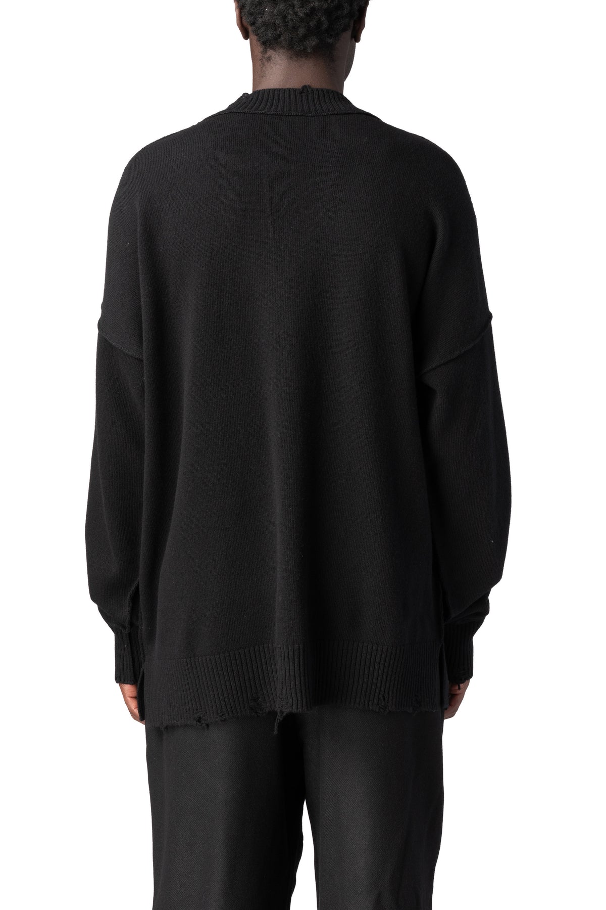Andrea Ya'Aqov | AW26 - Oversized knitted cashmere wool crewneck, Black 26MMAG76