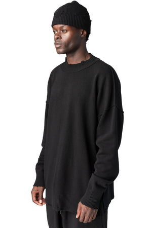 Andrea Ya'Aqov | AW26 - Destroyed knitted cashmere wool beanie, Black 26MMAG77