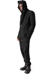 Wool cashmere blazer with hoodie, Black
