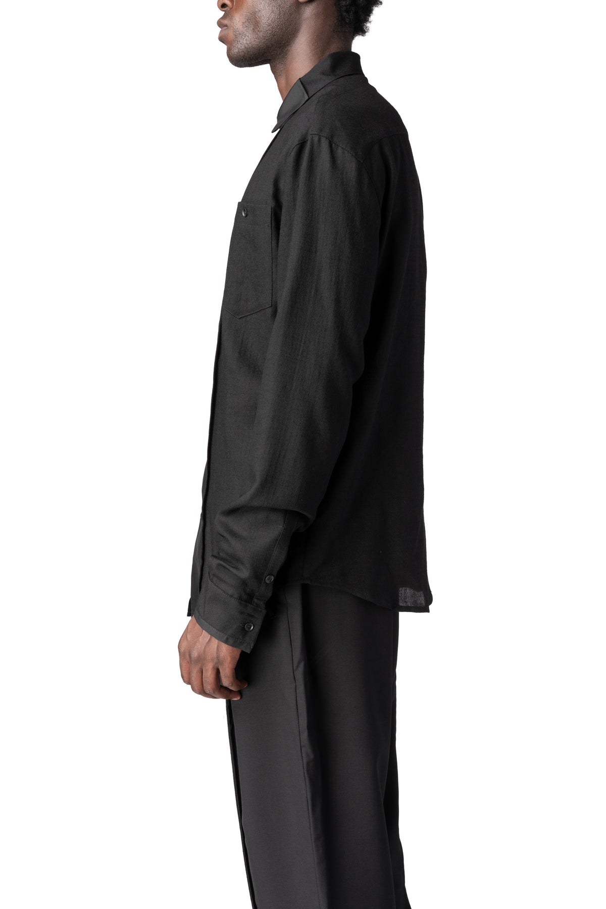 Andrea Ya'Aqov | AW26 - Panelled wool regular fit shirt, Black 26MCIT31