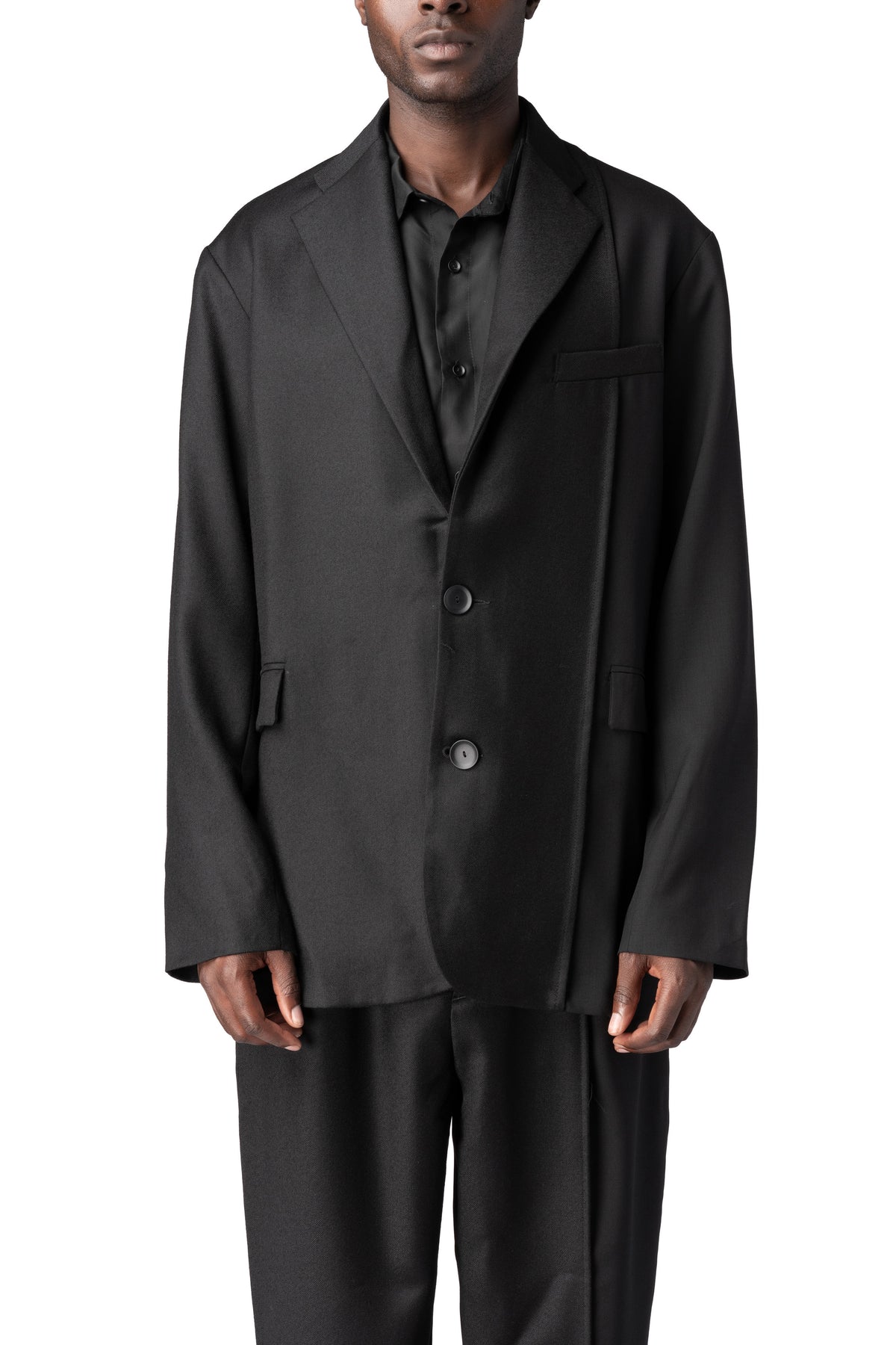 Andrea Ya'Aqov | AW26 - Oversized panelled virgin wool blazer, Black 26MDUT32