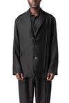 Oversized panelled virgin wool blazer, Black